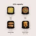 Top view of Xiaomi Air Fryer 6.5L baskets showing fries, pizza, chicken wings, and whole chicken capacity.