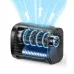 Front angled view of Aecooly UH01-A Flow 01 Waist Fan showing transparent body with visible airflow turbine 
