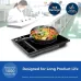 Side view of PHILIPS HD4944/00 Induction Cooker in lab-tested setup, emphasizing durability and resistance to voltage issues.