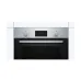Front-facing view of the BOSCH Series 2 HBF113BR0Q Microwave Oven highlighting its control knobs and digital display panel.