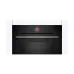 Front view of the BOSCH Series 8 CMG7241B1M Microwave Oven displaying its sleek black panel and control display.