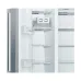 Close-up of the upper interior section of the BOSCH KAN93VL30M Series 4 616L Refrigerator highlighting shelves and controls.