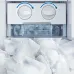Close-up of Hitachi R-S800PB0 Refrigerator twist ice maker filled with clear ice cubes in transparent container.
