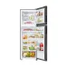 Open stocked interior view of the SAMSUNG RT31CB5624C2TC 305L Top Mount Refrigerator filled with food and beverages.