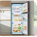 Kitchen setting view of the SAMSUNG RT31CG5420B1SE 305L Top Mount Refrigerator with doors open beside cabinets.