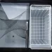 Top view of SMART SEF-150CS Deep Freezer with sliding glass lid, decorative pattern, and interior storage basket.