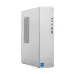 Angle view of white Lenovo IdeaCentre 08IRR9 with a ridged front panel.