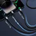 Close-up of three phones charging with the BWOO BO-X274 cable's Type-C, Lightning, and Micro connectors.