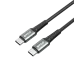 Close-up of the black and silver metal-shell USB-A and USB-C connectors on the BWOO BO-X288C cable.