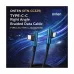 Front view of Onten OTN-CC329 60W 2M USB Type-C Cable showing braided design with right-angle connectors against a dynamic blue background.