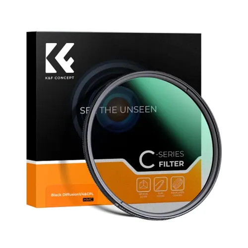 K&F Concept 55mm 2-in-1 Black Diffusion/Black Mist 1/4 with CPL Camera Lens Filter