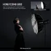An image comparing a model's lighting with and without the Neewer NS85U honeycomb grid.