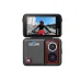 Front view of the SJCAM SJ30 8K Dual Lens Action Camera showing its dual lenses with a live preview on the front screen.
