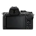 Rear view of the Rear view of the black Nikon Z50 II mirrorless camera, showing the large LCD, viewfinder, and controls.
