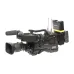 Angled view of the black JVC GY-HC900C20 broadcast camcorder with a zoom lens and accessories.