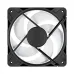 Angled view of Arctic P12 Pro Reverse A-RGB Casing Fan with black frame, white blades, and reverse airflow orientation.