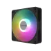 Front view of ASUS AR120 ARGB PWM Single Pack Casing Fan showing vibrant RGB hub lighting and square mounting frame.