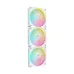 Corsair iCUE LINK LX120 RGB Fans (White), three stacked fans with white frames and vibrant ARGB lighting.