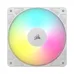 Corsair RS120 ARGB Casing Fan (White), a white fan with a white frame, white blades, and vibrant RGB lighting.