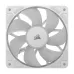 Corsair RS120 ARGB Casing Fan (White), a white fan with a white frame, white blades, and the Corsair logo in the center.