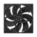 Back view of the black DeepCool FT14 fan with seven blades, showing the product model and specifications.