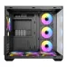 Interior view of Antec CX Mirror Casing with six RGB fans, tempered glass side panel, and spacious black frame layout.