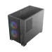 Front angled view of Antec Flux M Casing with two large RGB fans, mesh panels, and sleek dark exterior design.