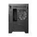 Rear view of Antec Flux M Casing showing power supply mount, expansion slots, and cooling fan with mesh ventilation.