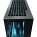 Top angled view of Arctic Xtender VG Casing showing ventilation grid, USB ports, audio jack, and RGB-lit interior.