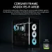 Top interior view of Corsair FRAME 4500X RS-R ARGB Panoramic Glass Casing highlighting InfiniRail fan mounting system.