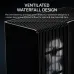 Rear-top view of Corsair FRAME 4500X RS-R ARGB Panoramic Glass Casing showcasing ventilated waterfall design for airflow.