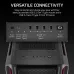 Angled front-side view of Corsair iCUE LINK 5000T LX RGB Casing flaunting Aurora RGB strips and NVIDIA 50 READY badge.