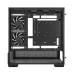 DeepCool CG380 3F gaming case interior showing dual vertical fans, vents, and cable cutouts
