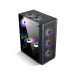 Angled front view of Golden Field N95B ATX Gaming Casing with PSU showing RGB fans and tempered glass panel