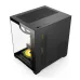 Front-facing view of Golden Field S01 M-ATX Gaming Casing with transparent panel and active 3D printing in progress.