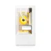 Side view of Golden Field T01 M-ATX Casing White showing yellow coolant tubes and vertical reservoir in custom water-cooled build.