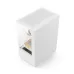 Front-facing view of Golden Field T01 M-ATX Casing White beside a white filing cabinet with open drawer revealing documents.