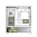 Drive layout of MSI MAG PANO M110R WHITE Casing showing labeled 2.5″ and 3.5″ mounting positions with dual MSI fans.