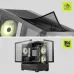 Top view of MSI MAG PANO M110R Casing showing removable mesh dust filter and tempered glass panels opening wide.
