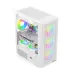 Side view of PC Power Air X Mesh WH Casing with transparent panel showing GEFORCE RTX GPU and RGB cooling fans.
