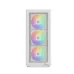 Front view of PC Power Air X Mesh WH Casing highlighting three vertical RGB fans behind mesh panel with PC Power branding.