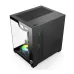 Side view of PC Power ICEBOX X2 BK Casing with tempered glass panel showing RGB fans and vertical graphics card.