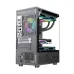 Rear angled view of PC Power Vertical X2 Infinity BK Casing showing liquid cooling, RTX GPU, and multiple I/O ports.
