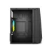 Value‑Top Gaming Case interior showing RGB rear fan, cable cutouts, and hardware mounting points