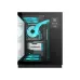 Gaming PC case with tempered glass, liquid cooling, blue LED fans, and front temperature display