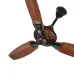 Brown wood-grain and black Pakhtun Pasha Premium ceiling fan with three blades and an ornate center.