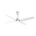 Front view of the white Qulik Aero-X UL ceiling fan with four blades and an integrated LED light.