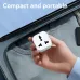Handheld view of Deli ET738EU Adapter showing compact white design with multiple socket types and MAX 3.4A marking.