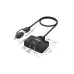 Angled view of the Onten OTN-UCA5311 5-in-2 USB Hub with LAN Adapter displaying dual USB-C leads and LAN port.