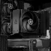 Interior view of Arctic Freezer 36 Black CPU Cooler with dual ARCTIC fans and large graphics card inside PC build.
